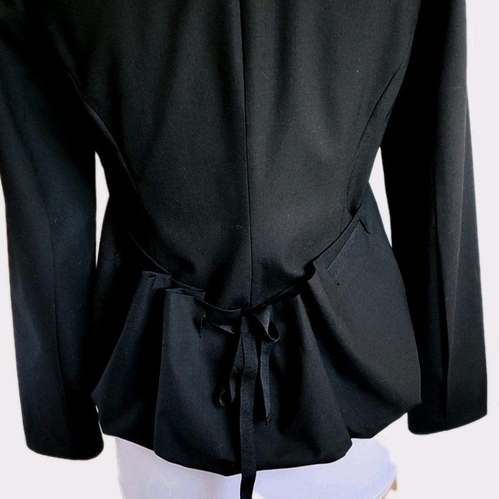 2B.Rych Blazer 6 Black Peplum Back, One Button Tuxedo. Unique Detail NWOT - Picture 4 of 8